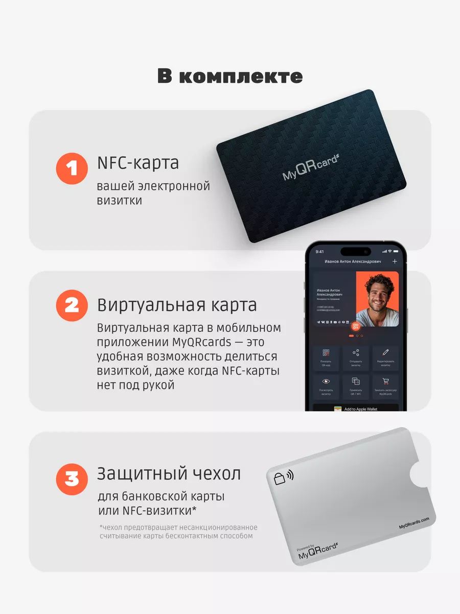 Умная электронная визитка на NFC-карте MyQRcards купить по цене 2 202 ₽ в  интернет-магазине Wildberries | 122126561