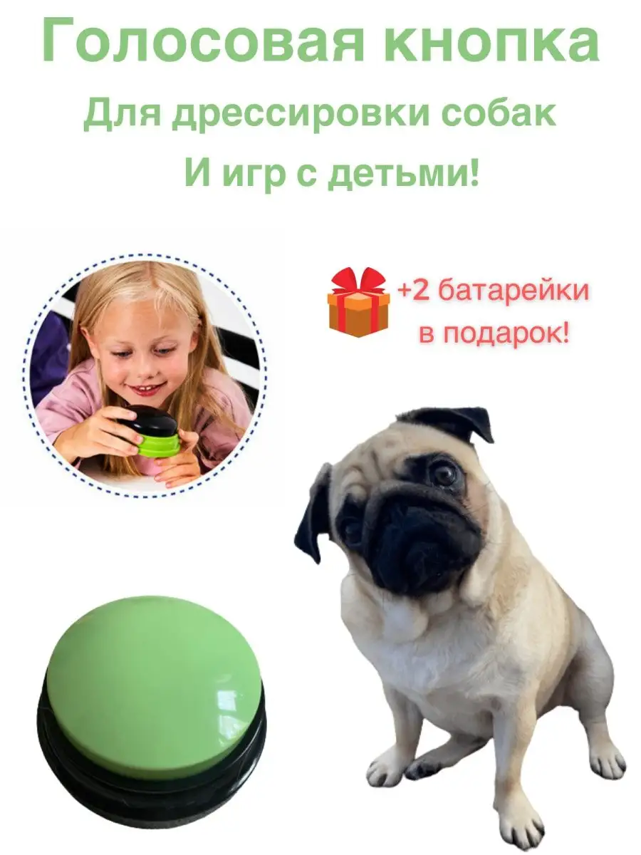 PUG Голосовая кнопка игрушка для животных и детей