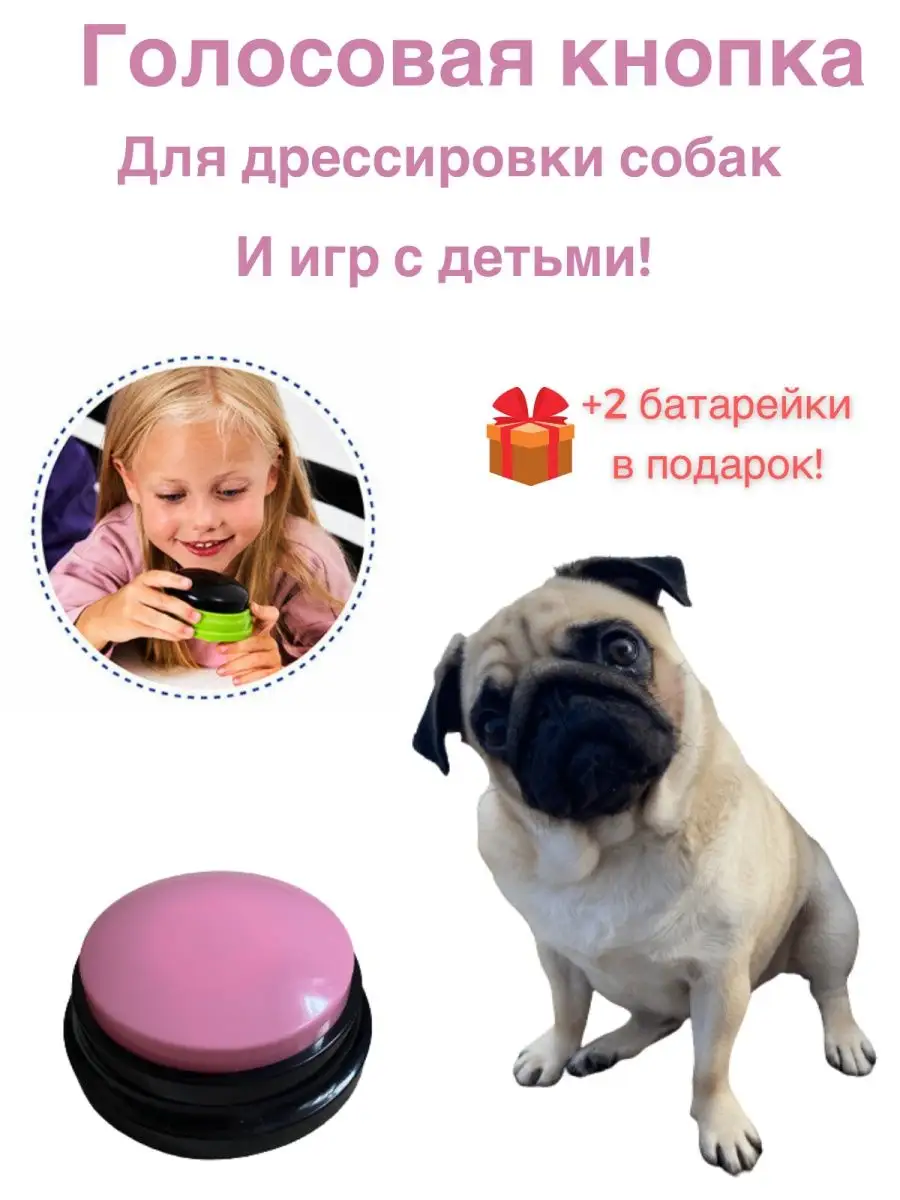 PUG Голосовая кнопка игрушка для животных и детей