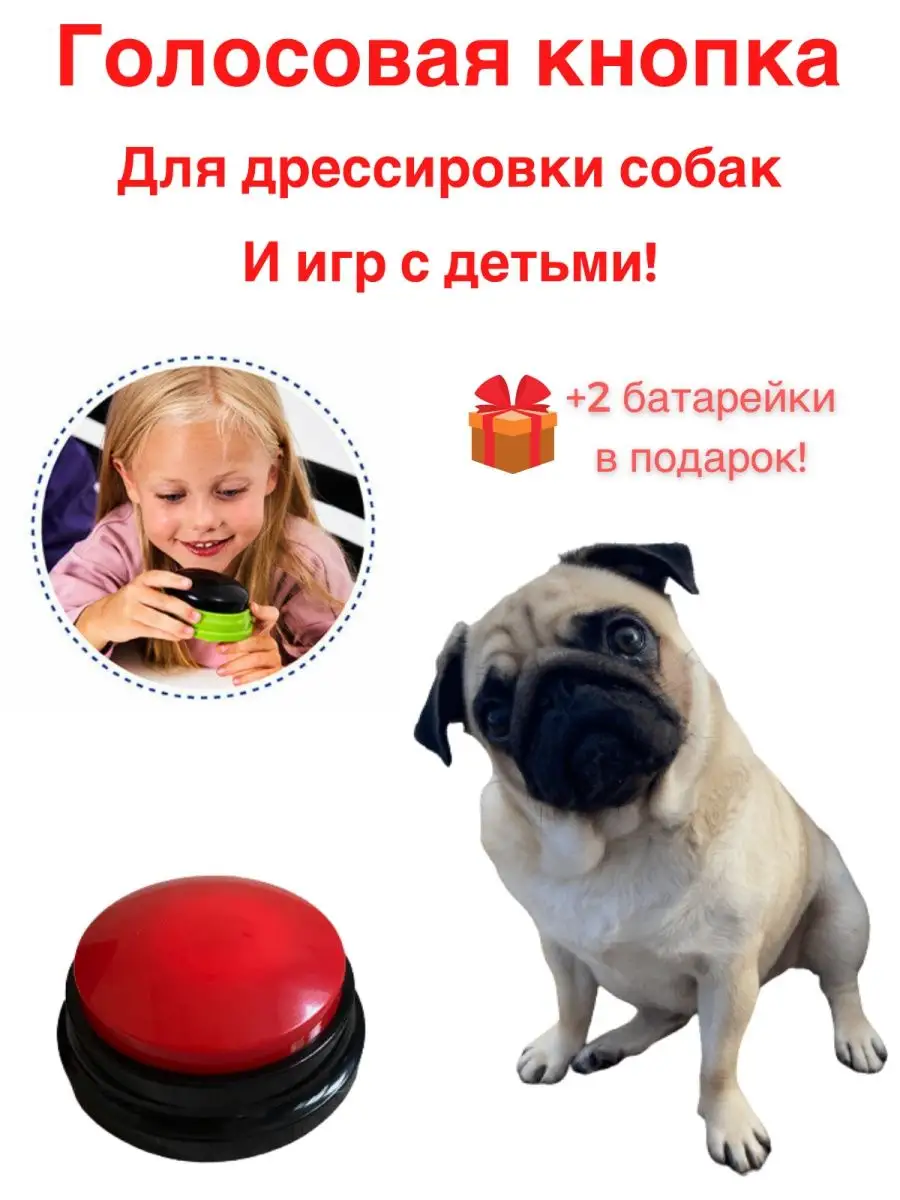 PUG Голосовая кнопка игрушка для животных и детей