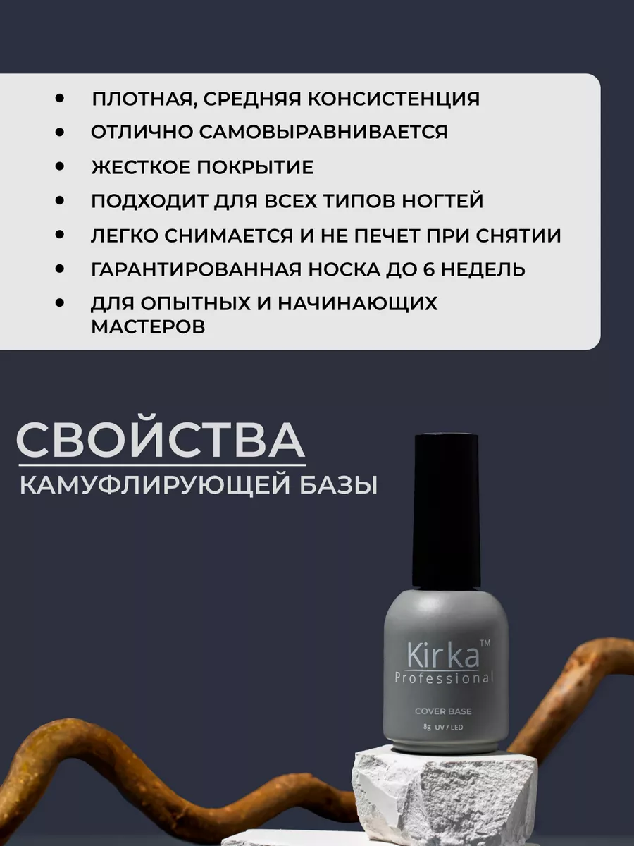 Камуфлирующая база для ногтей Kirka nail купить по цене 288 ₽ в  интернет-магазине Wildberries | 122974096