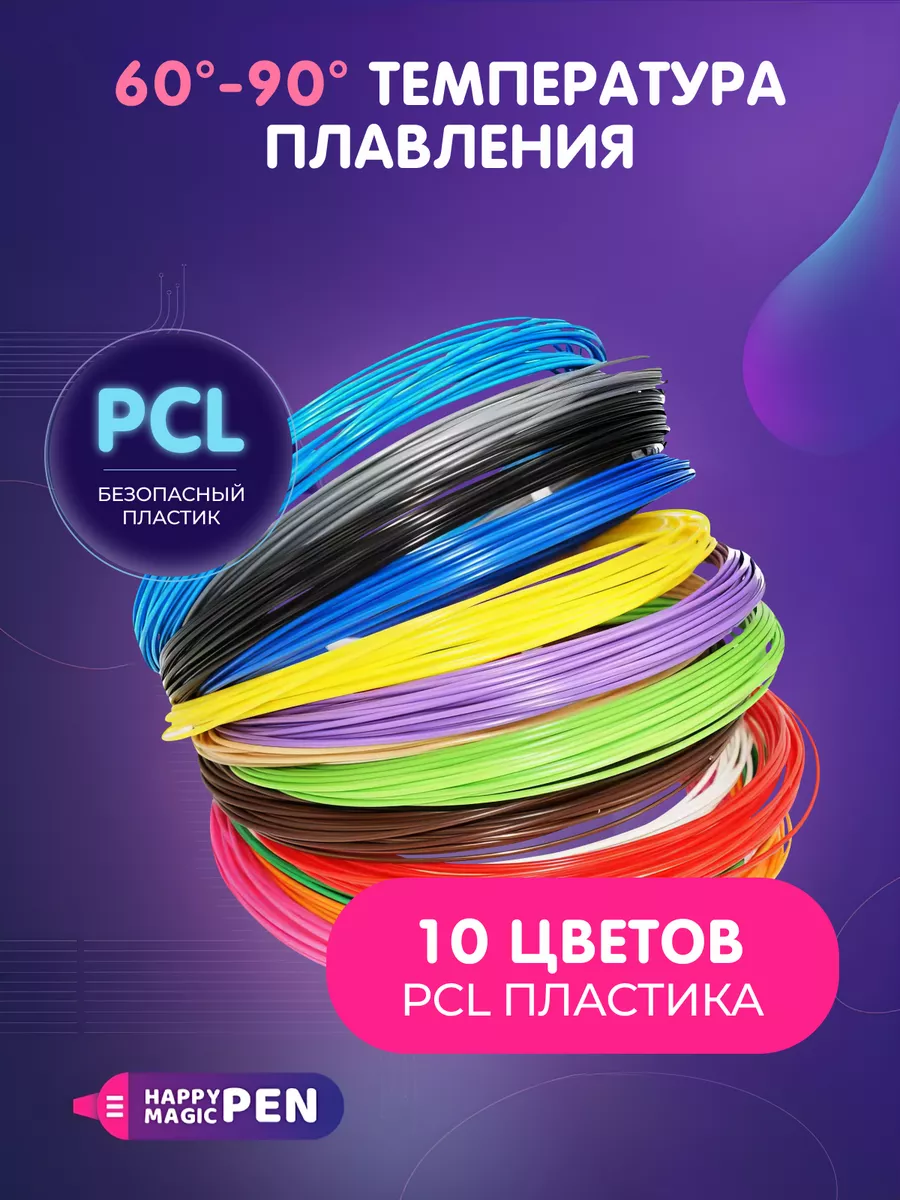 Низкотемпературный PCL пластик для 3D Happy Magic PEN купить по цене 425 ₽  в интернет-магазине Wildberries | 124728057