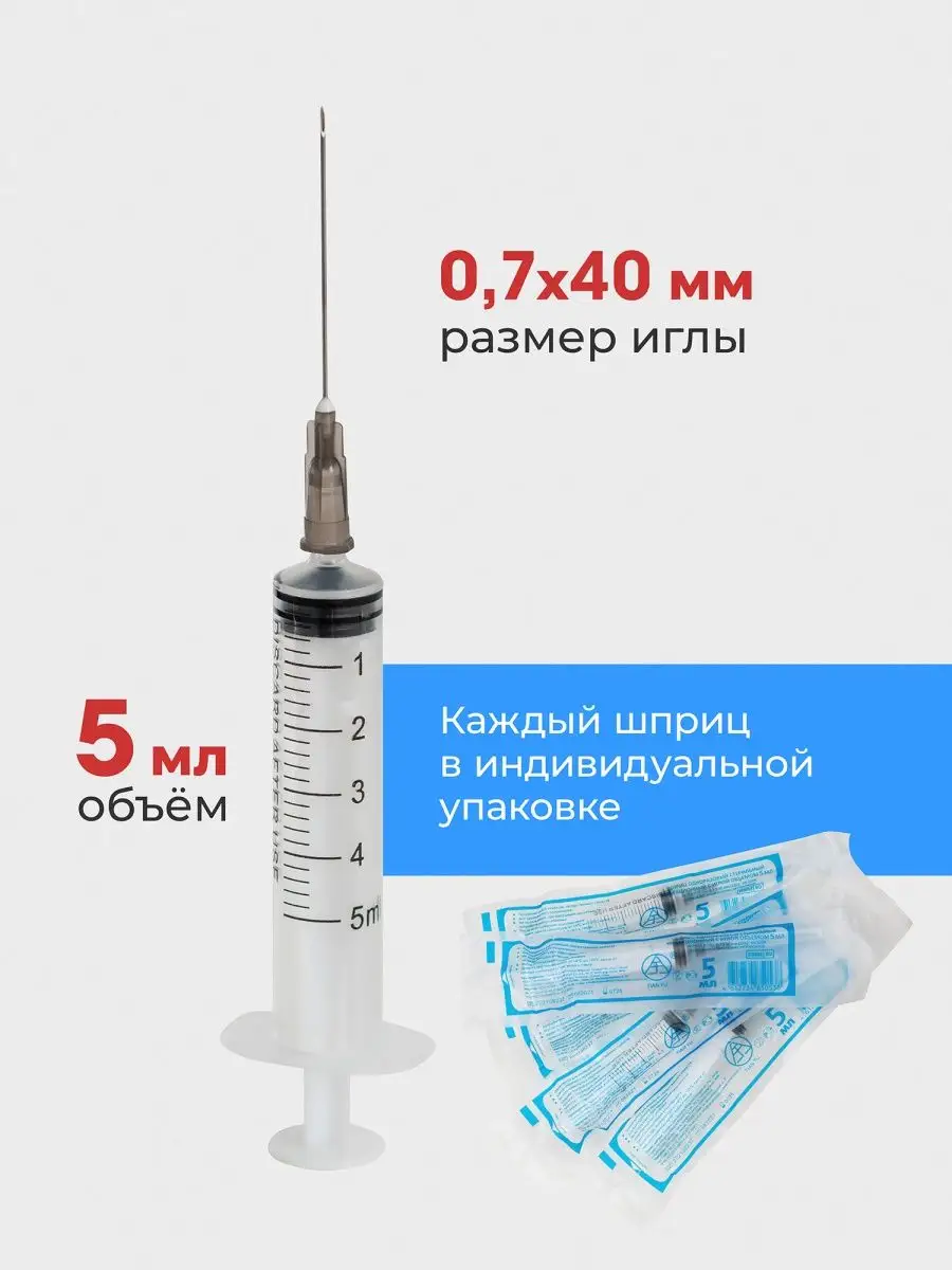 Шприцы стерильные инъекционные 5 мл Верамед купить по цене 557 ₽ в  интернет-магазине Wildberries | 127862335